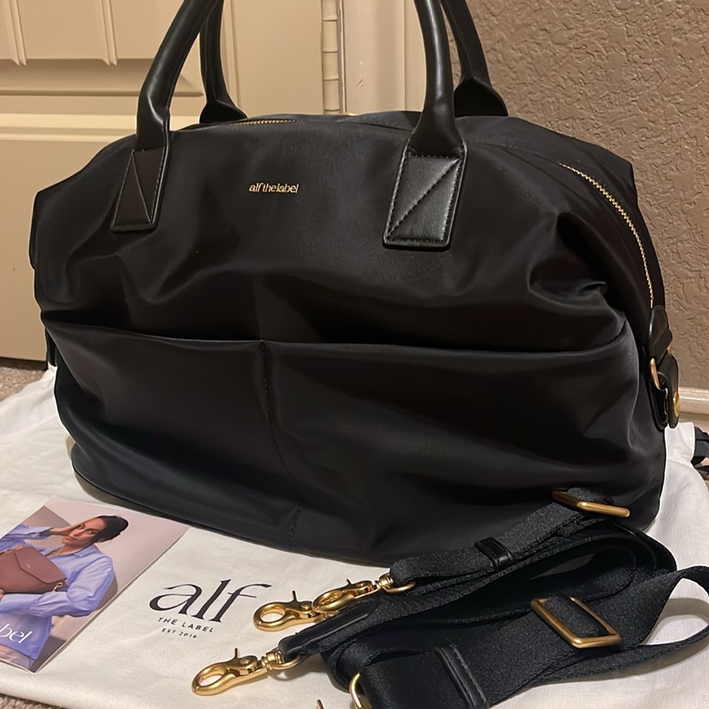 Alf The Label Ali Carryall Nylon 5-Way Bag NEW Black-Gold - Picture 4 of 15